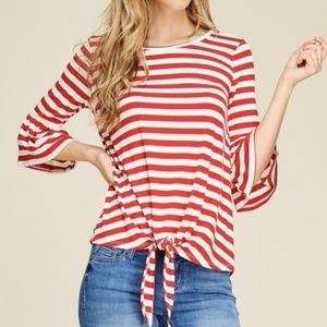 NWT Striped Top with Tie Front MADE IN USA